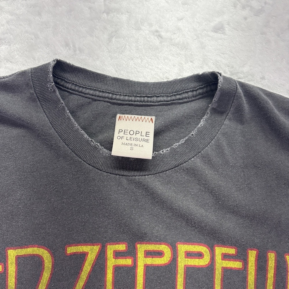 Led Zeppelin Mens US Tour 1975 Graphic T-Shirt Grey Sz Small Cotton Distressed - Picture 9 of 10